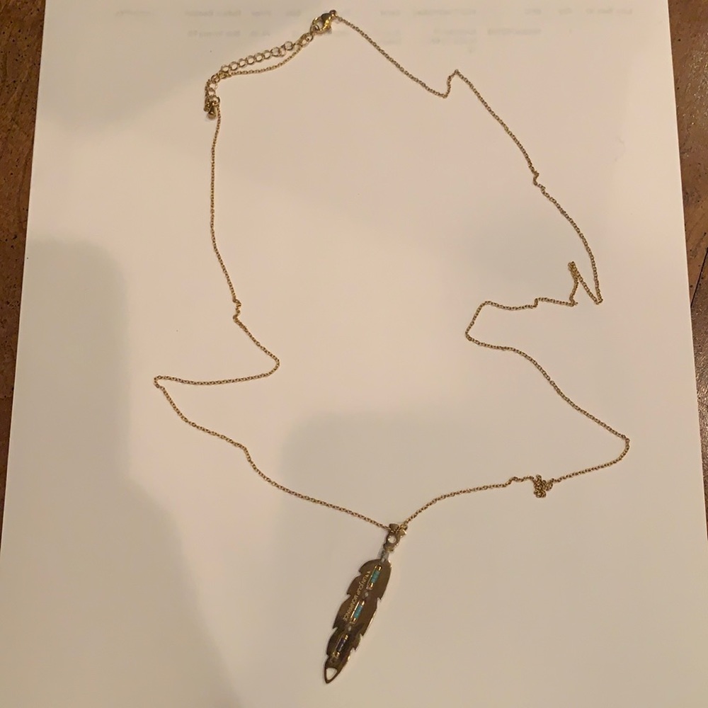 Feather Necklace with Turquoise Beads